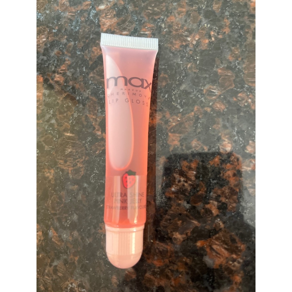 Max Makeup Cherimoya Lip Gloss Ultra Shine Pink Jelly Strawberry Flavored Tube